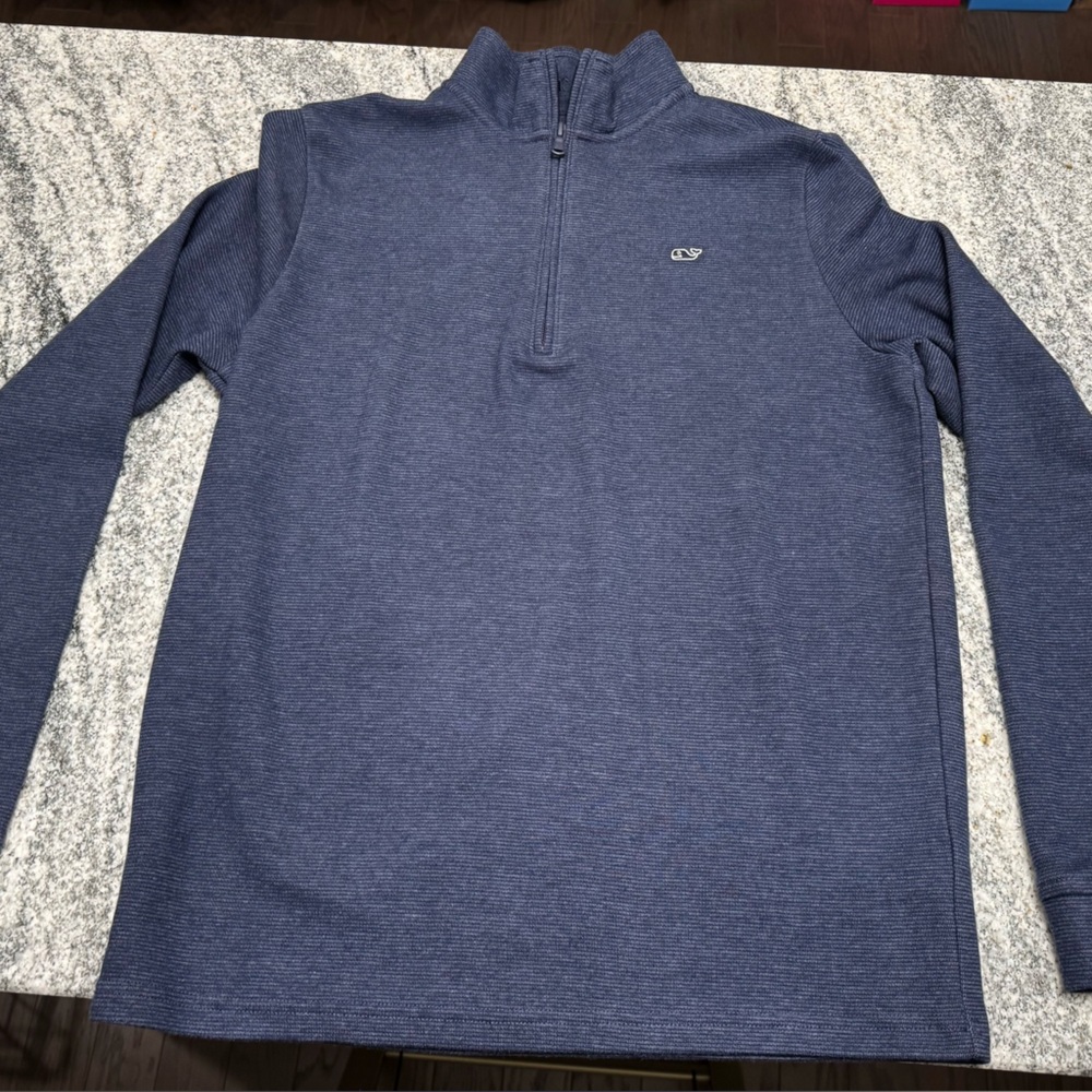 Vineyard Vines Kids' Heathered Blue Quarter-Zip Sweater